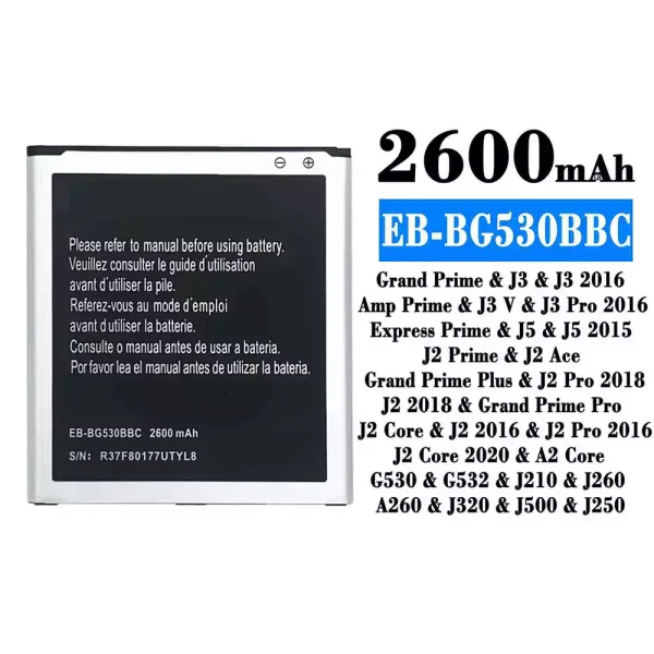 Akku modell EB-BG530BBC für Samsung J3/J3 2016/J3 Pro 2016/J5/J5 2015