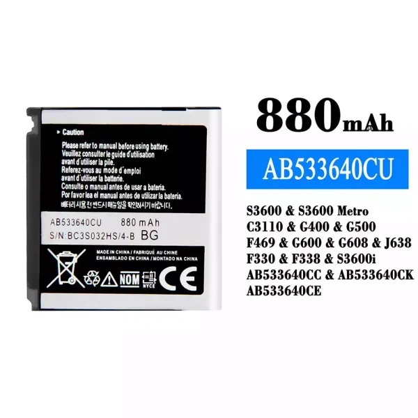 Akku modell AB533640CU für Samsung S3600/S3600 Metro