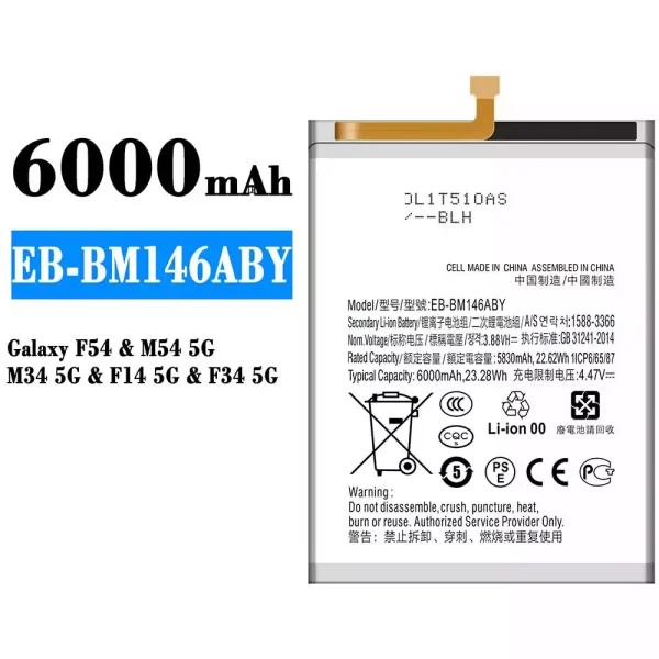 Akku modell EB-BM146ABY für Samsung Galaxy F54/M54 5G/M34 5G/F14 5G/F34 5G