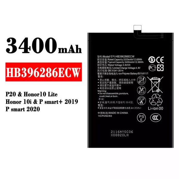 Akku modell HB396286ECW für HUAWEI P20 / Honor 10 Lite / Honor 10i / P smart+ 2019 / P smart 2020