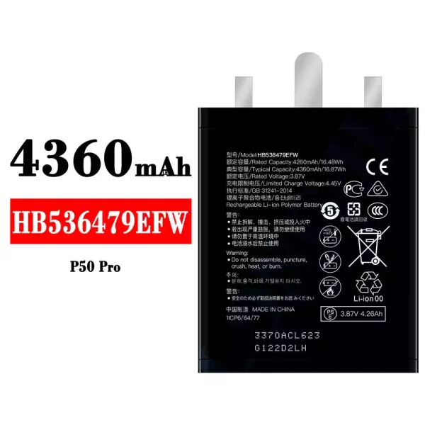 Akku modell HB536479EFW für HUAWEI P50 Pro