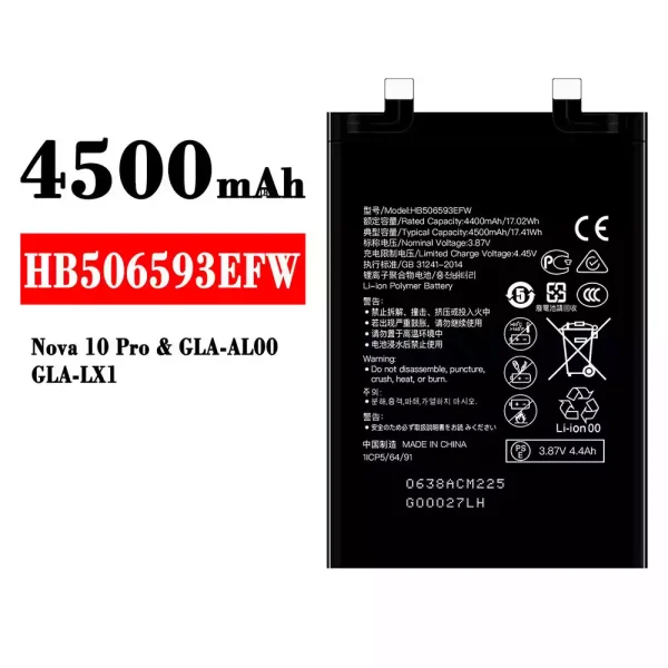 Akku modell HB506593EFW für HUAWEI Nova 10 Pro