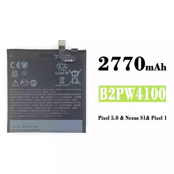 Akku modell B2PW4100 für Google Pixel 5.0 / Nexus S1 / Pixel 1