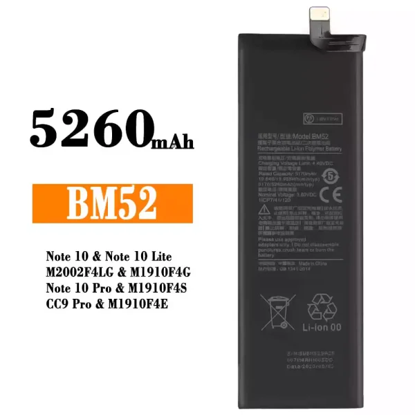 Akku modell BM52 für Xiaomi Note 10,Note 10 Lite,Note 10 Pro / CC9 Pro