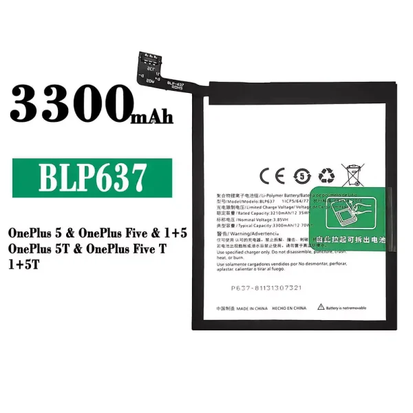 Akku modell BLP637 für OnePlus 5 / OnePlus 5T