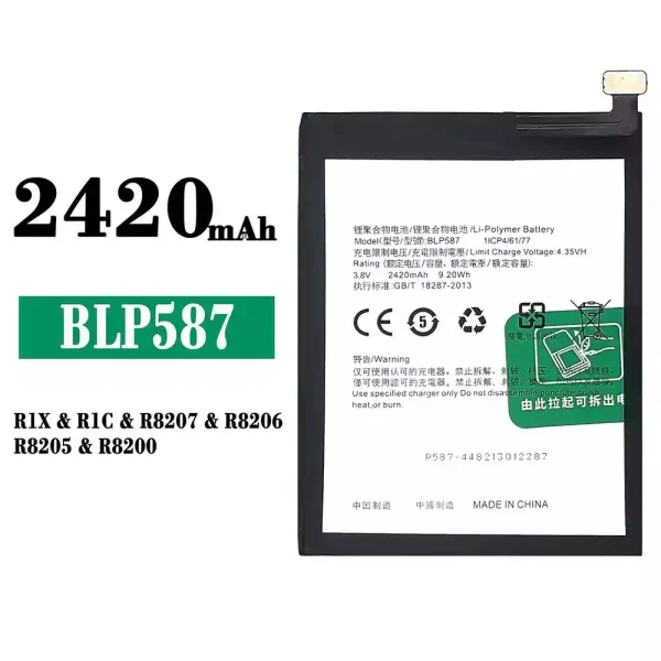 Akku modell BLP587 für OPPO R1X/R1C