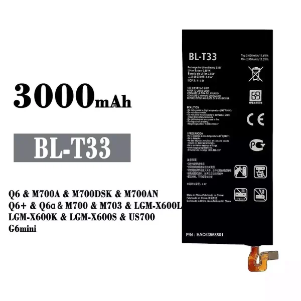 Akku modell BL-T33 für LG Q6 /Q6+ /Q6a /G6mini