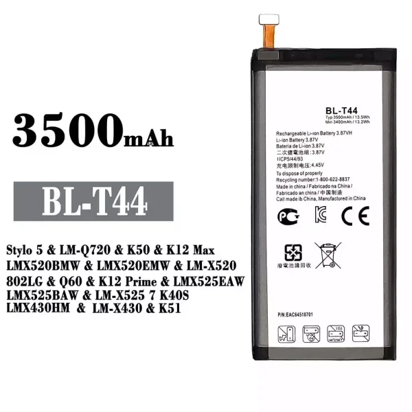 Akku modell BL-T44 für LG Stylo 5 / K50 / K12 Max /Q60 / K12 Prime /LK51