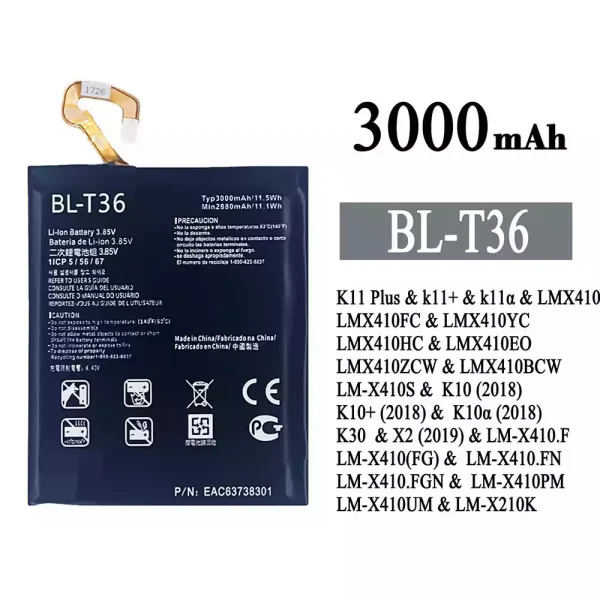Akku modell BL-T36 für LG K11 Plus /K10 / K10+