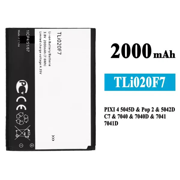 Akku modell TLi020F7 für Alcatel PIXI 4 5.0 5045J/5045T/5045D