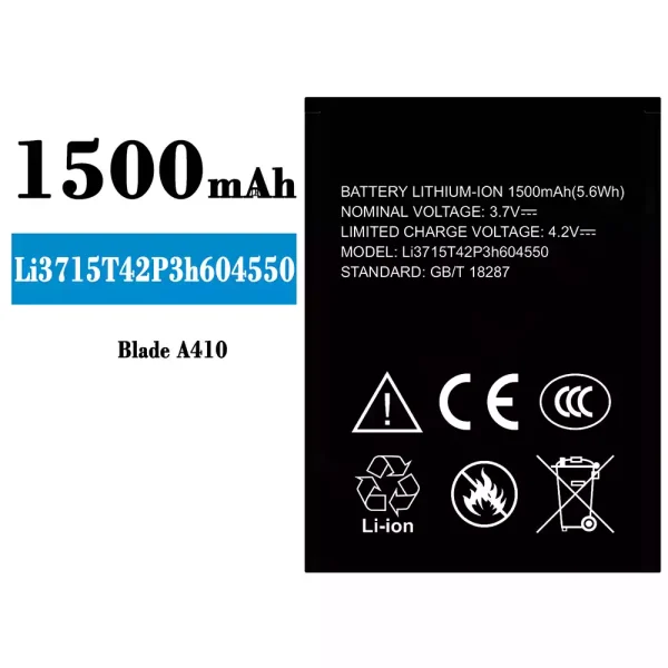 Akku modell Li3715T42P3h604550 für ZTE Blade A410